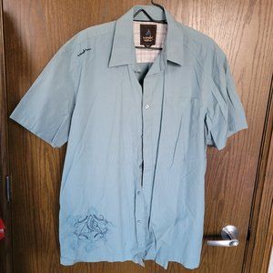 RARE Unique Vintage Wonder Wall Surf Utility Men’s Hawaiian Dress Shirt Size XL